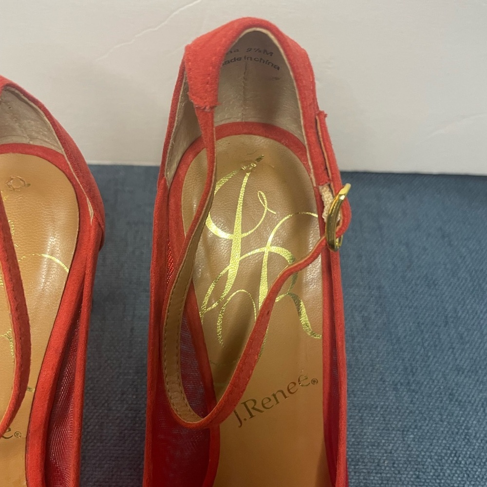J. Renee Jena Mesh Ankle Strap Dress Pump in color Red in a size 9 1/2 - Picture 11 of 14